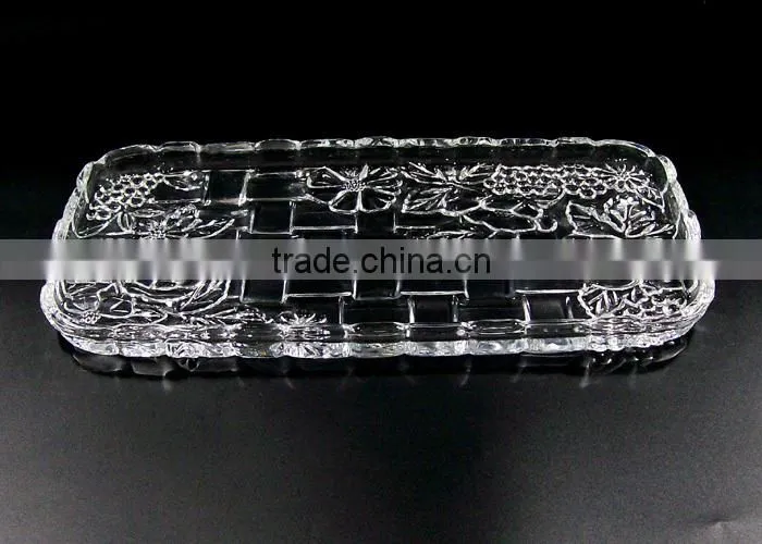 2017 new big glass plate transparent glass fruit plate