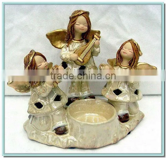 antique porcelain angel candle holder
