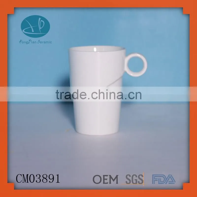creative ceramic mug,White ceramic porcelain tumbler beaker shaving mug with handle