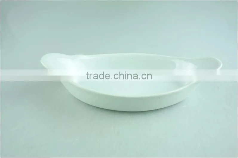 stocklot cheap Handle ceramic white ceramic oval bakeware