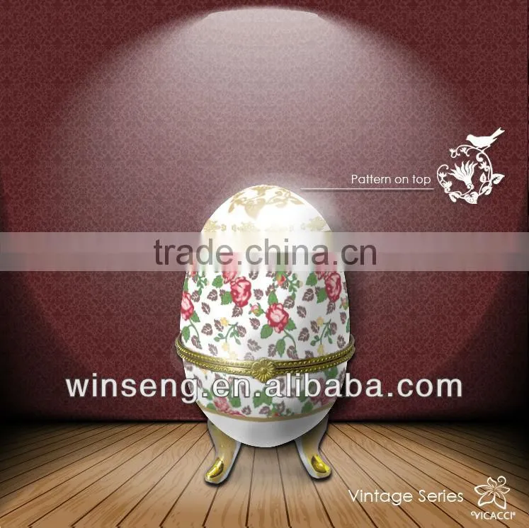 Wholesale Porcelain Egg-shaped Trinket box ornaments