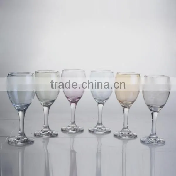 Cheap decorative fancy colored luster wine glasses machine blown
