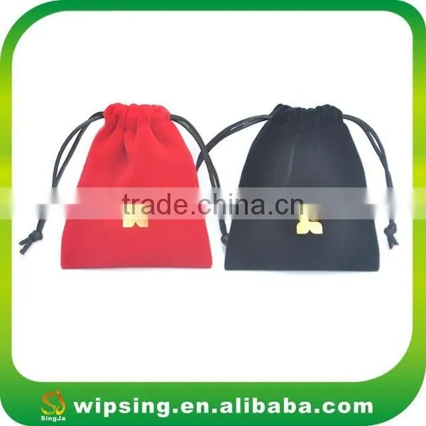 Wholesale customized grey velvet pouches with drawstring