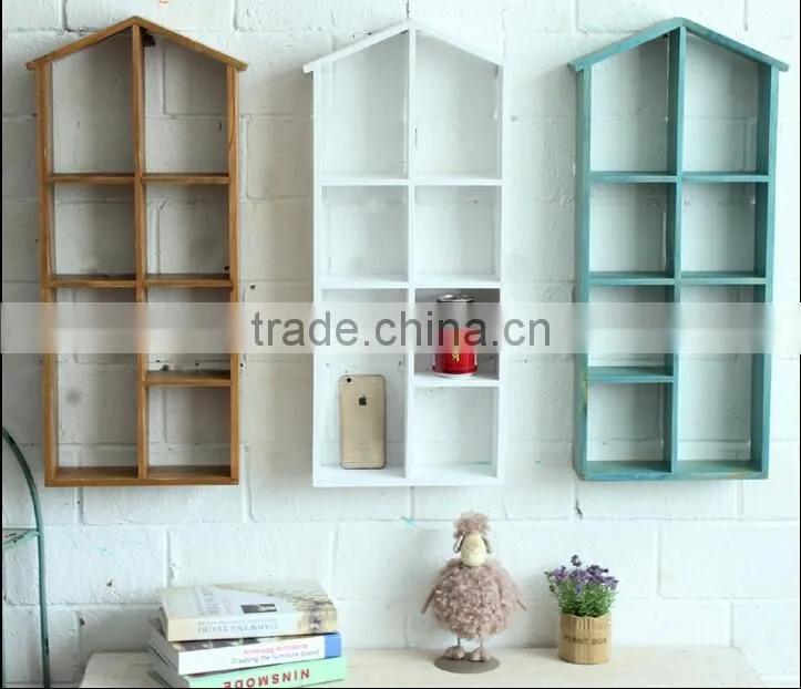 Modern Decorative wooden storage display Racks on wall