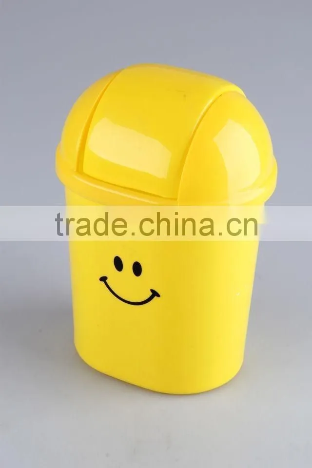 Printed Smiling Face Plastic Trash Can Household Garbage Can/Desktop bin
