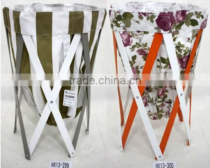 Wood laundry hamper fold