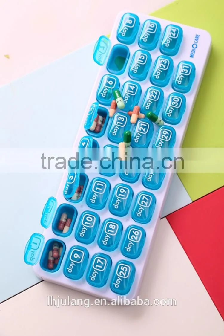 2017 New design plastic pill organizer 31 days/plastic monthly pill box