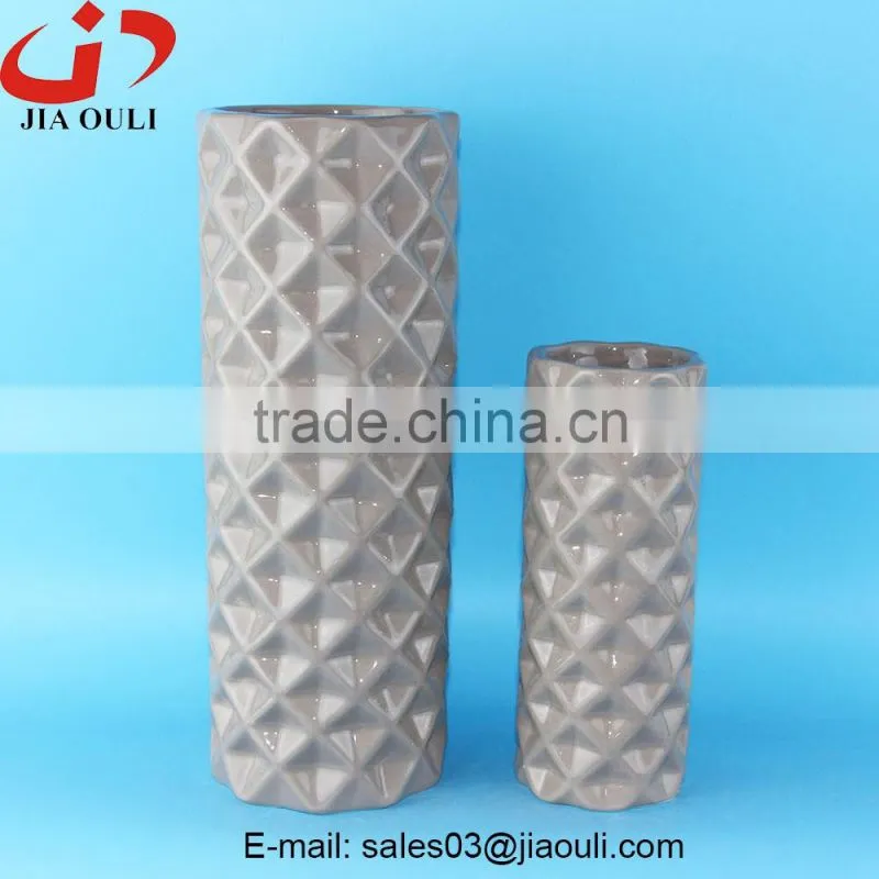 2016 hot sale home decoration grey ceramic tall vase, chinese flower vase