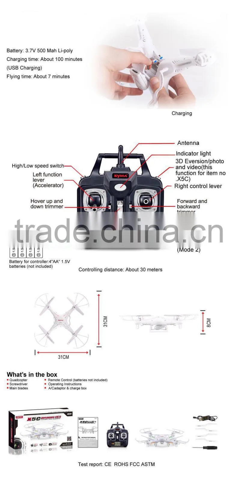 Syma X5C 2.4G Lily Camera Drone 4k with 2 millions pixels