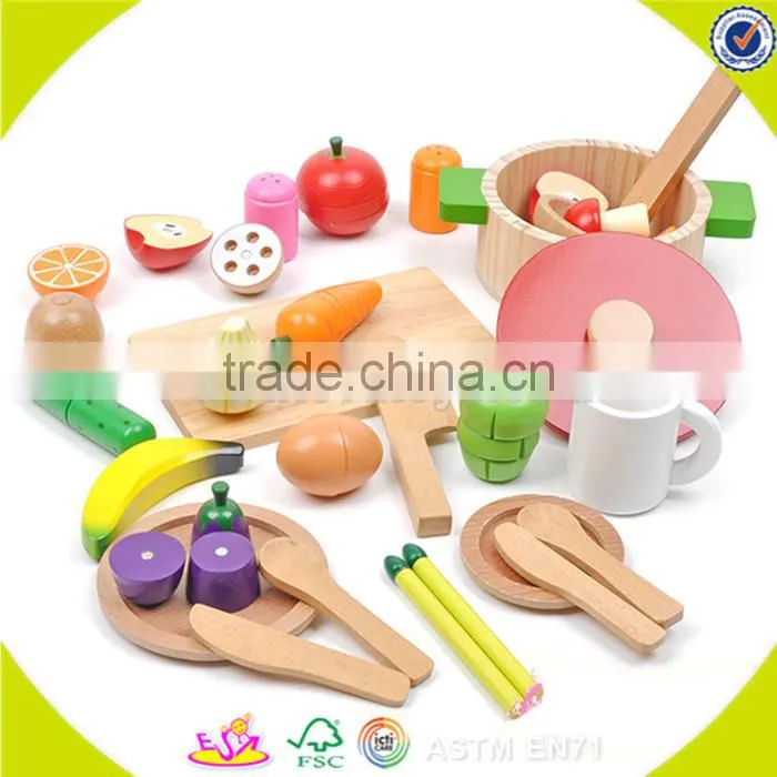 Wholesale high quality wooden pretend food toy popular kids pink wooden pretend food toy W10B049