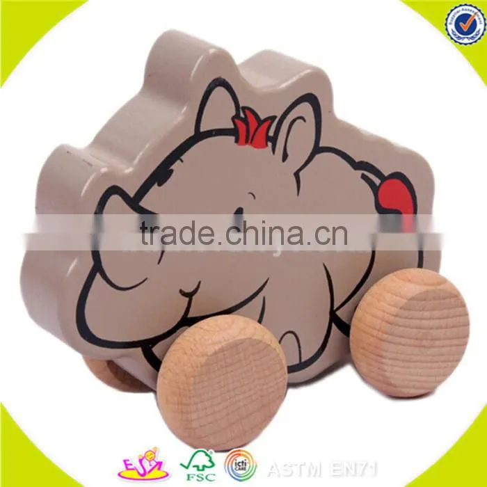 wholesale brand new wooden children pull animal car toy top quality wooden pull animal car toy W05B035