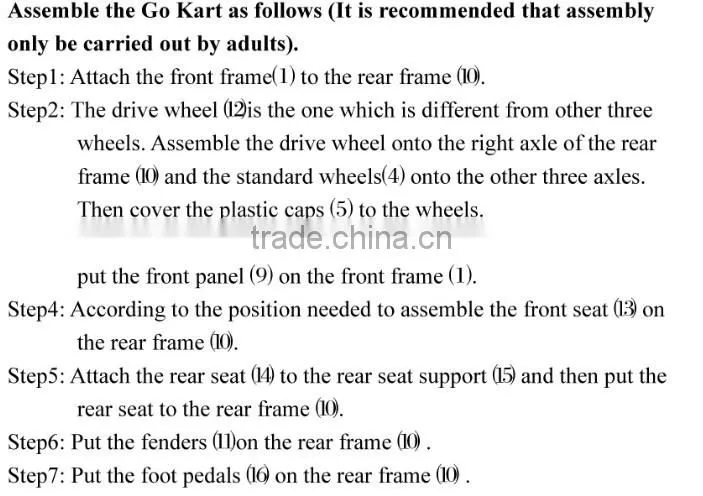 adult pedal go kart two seater with CE certificate