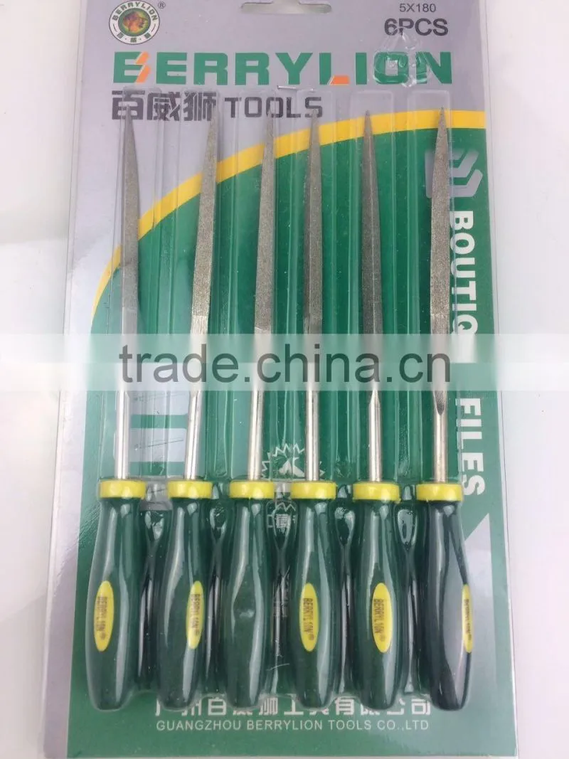 BERRYLION 5*180mm 7pcs professtional triangle steel files set with blister packing