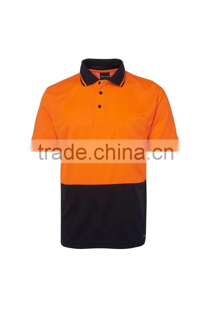 Custom polyester quick dry fit fabric workwear t-shirt contrast lime traditional style hi vis polo