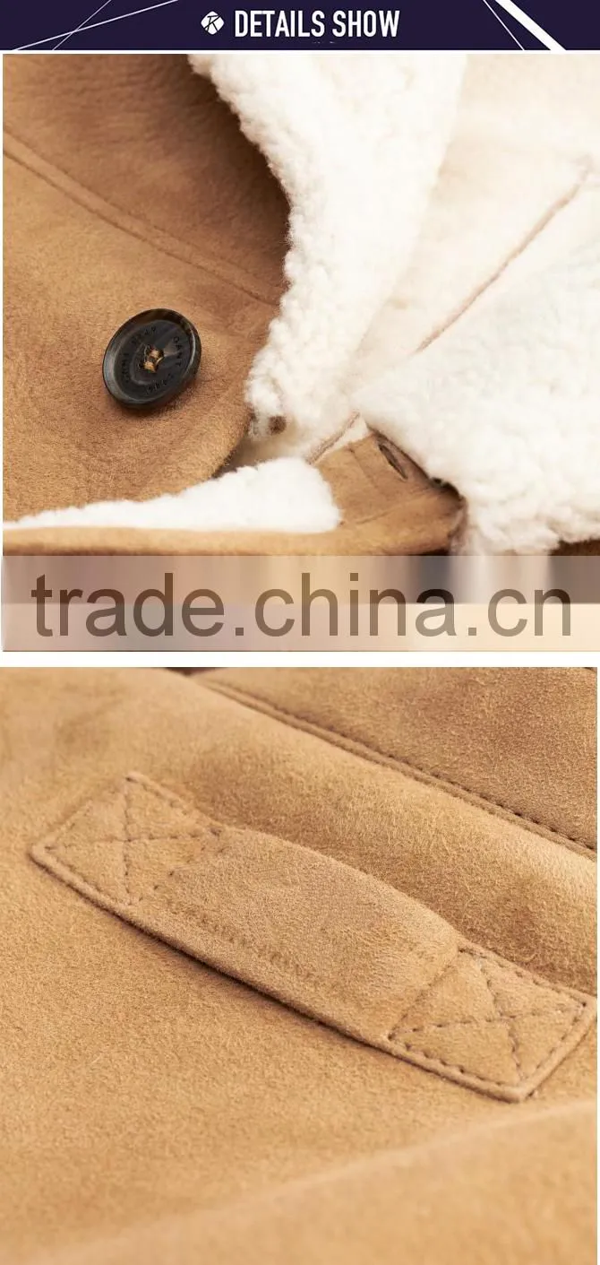Popular ochre warm up winter coat faux leather shearling jackets men 2017