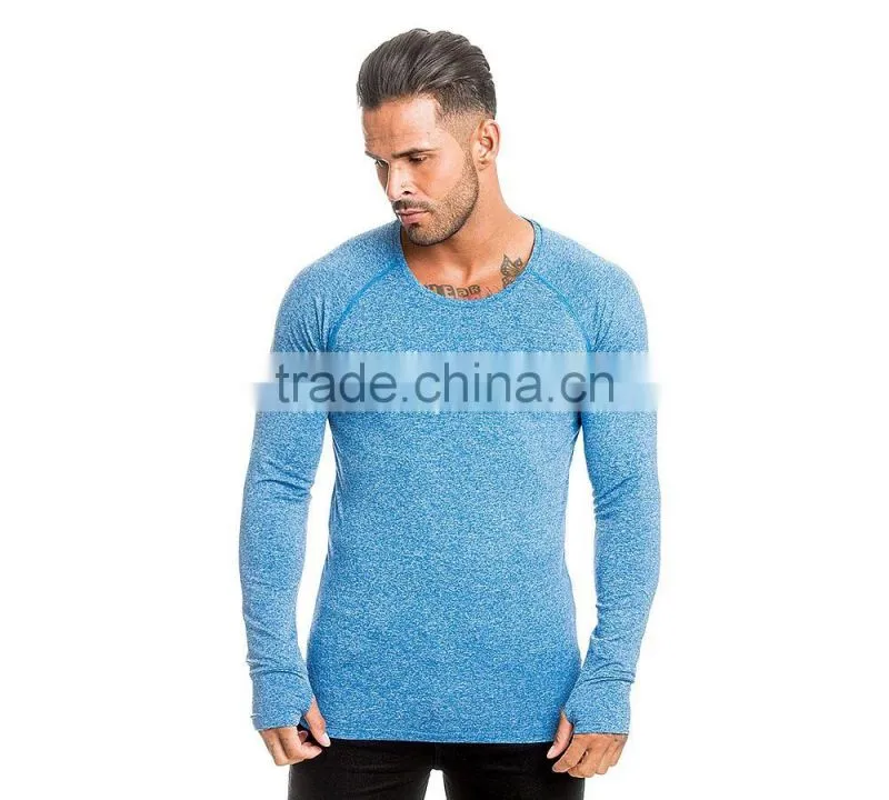 Longline blue tri blend t shirt slub t shirt custom logo gym fitness t shirt
