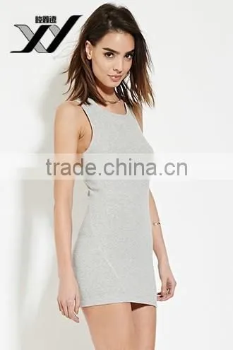 2017 Cheapsale Sexy Ladies 100%cotton Solid Sleeveless Casual Dress OEM Service