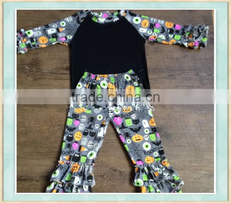 Factory price sales wholesale new design girls a Halloween boutique Cartoon demons outfits baby clothes