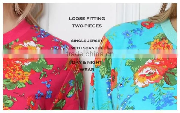Wholesale winter full printing design pajamas L/S cotton fancy couple homewear women pajamas