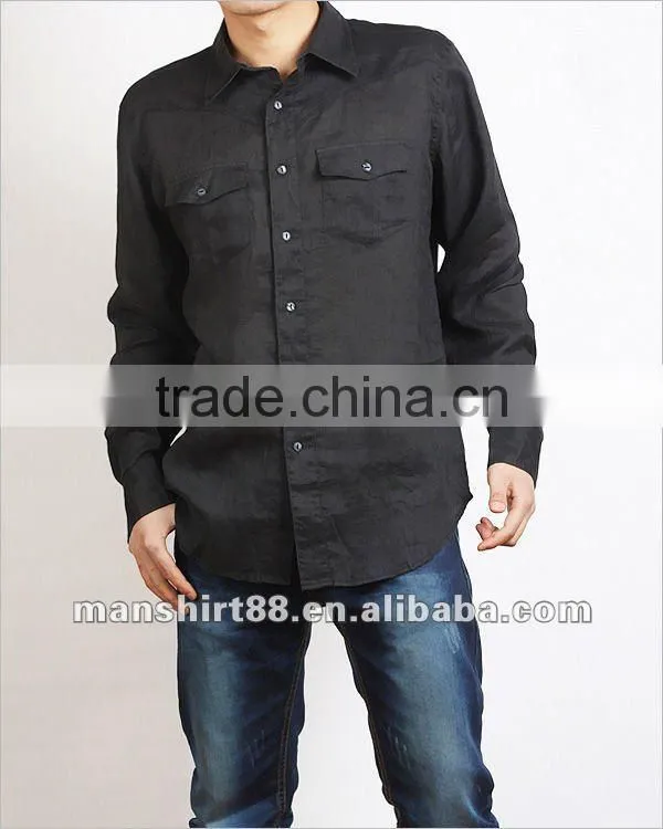 2016 man's 100% linen wash finishing long sleeve men's casual shirt