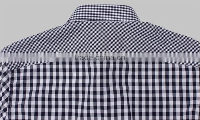 Wholesale branded short sleeve blue color plaids men dress shirt &causal shirt