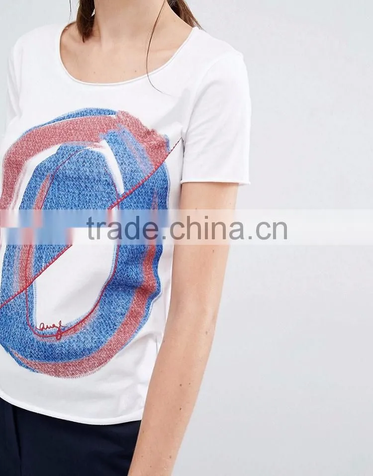 2016 Guangzhou Shandao Casual Summer O-neck Short Sleeve 160g 100% Cotton Custom Womens High Quality Tshirt