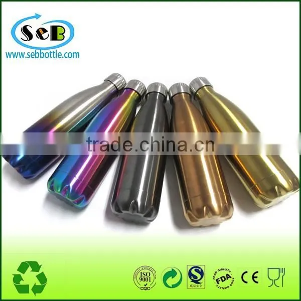 OEM 500ml promotional stainless steel cola shape sport water bottle