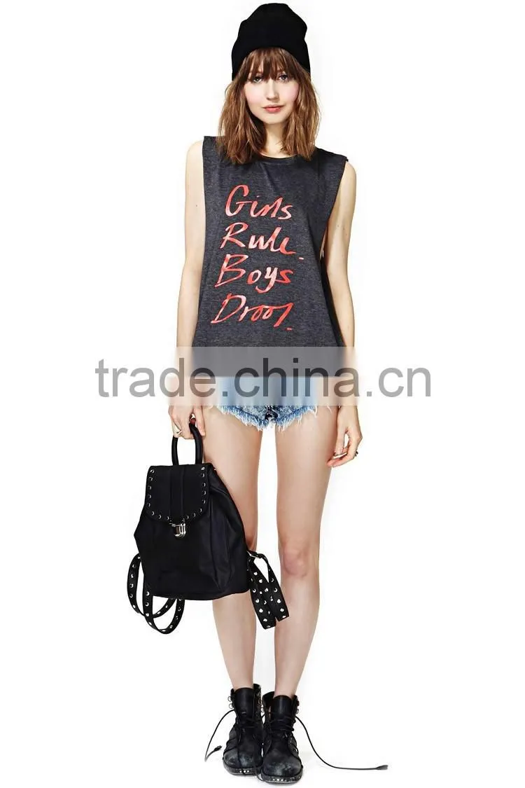 Summer Custom Printed O Ncek New Design Vest Shirt Ladies Fashion Tank Top
