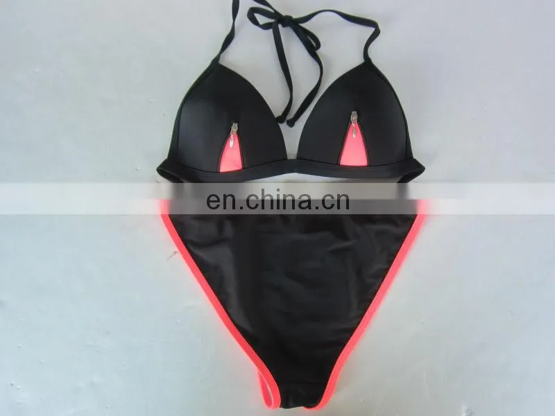 Sexy Fluo Pink and Black two pieces swimwear /Bikini