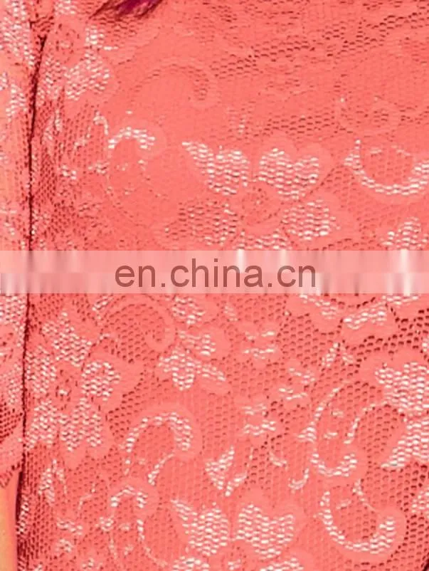 2014 Most fashionable long sleeve lace ladies tops latest design