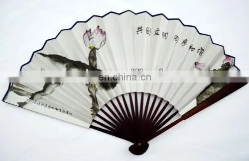 High quality 26cmL fabric bamboo folding fan