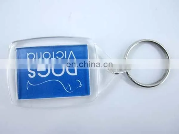 Round shape custom logo card inserted Acrylic keychain