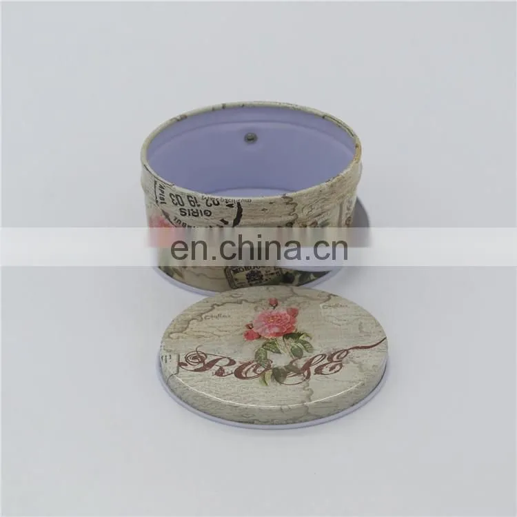 New style empty cute small flat round cookie tin box can with handle