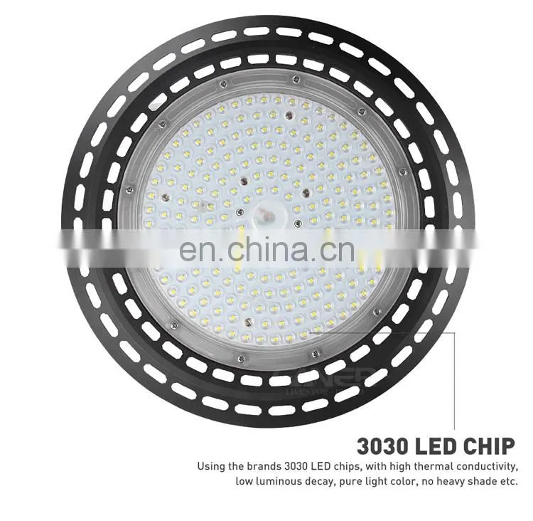 Warehouse lighting fixture 2019 hot sell IP65 200w 150w high brightness UFO led high bay light