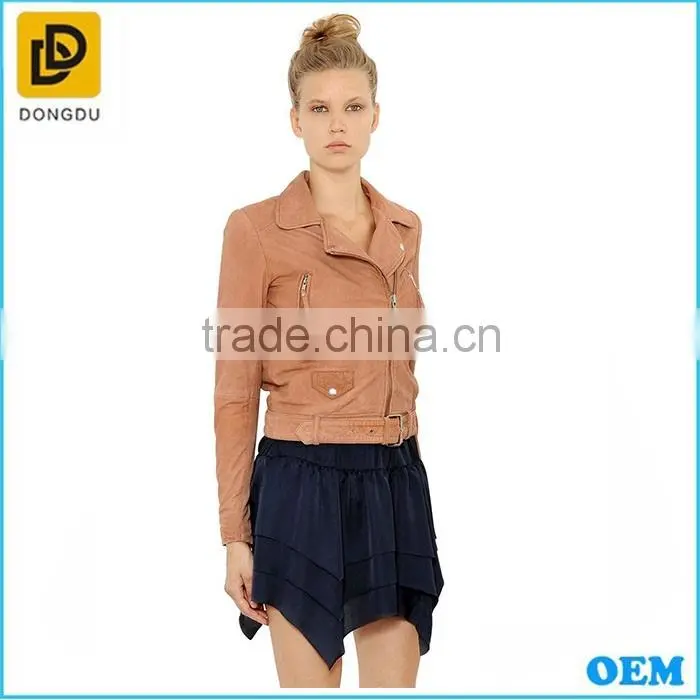 High quality wholesale cheap bulk waterproof fitness ladies fashion biker leather jacket