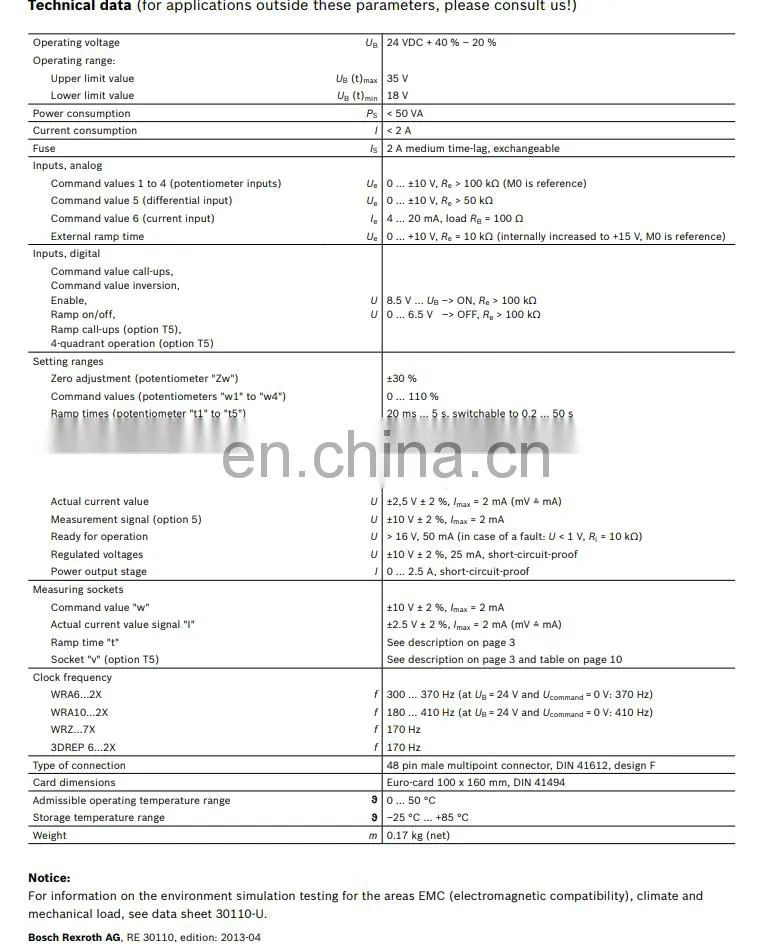 Rexroth amplifier electronic amplifier for proportional valves 0811405145 VT-SSPA1-525-2X/V0/I
