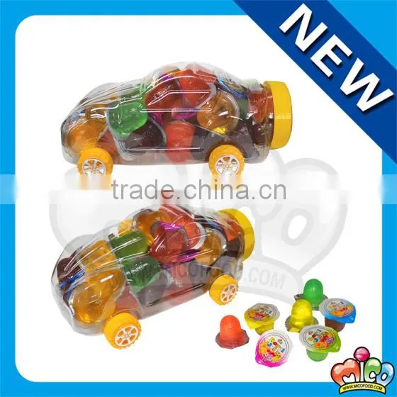 assorted mini fruit jelly in small racing car