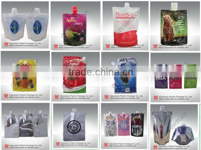 Aluminum foil standing liquid fruit juice packaging bag/ spout pouch for fruit juice