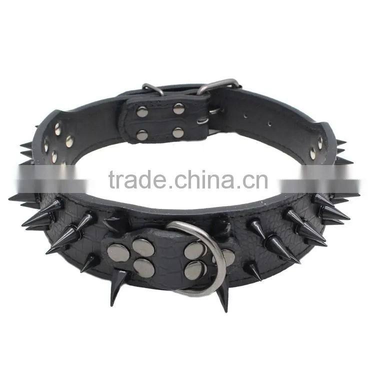 Wholesale pet products large pet collars nails pu leather dog collars
