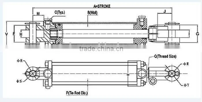 agricultural equipment replacement 5018 standard tie-rod hydraulic cylinder