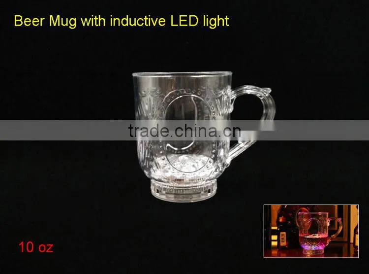 10oz LED beer cup with inductive rainbow light for bar