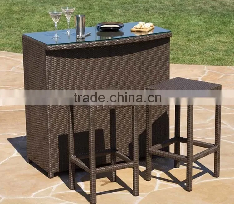 Patio Bar Space Saving Furniture Iron Rattan Chairs Outdoor Rattan Bamboo Chairs