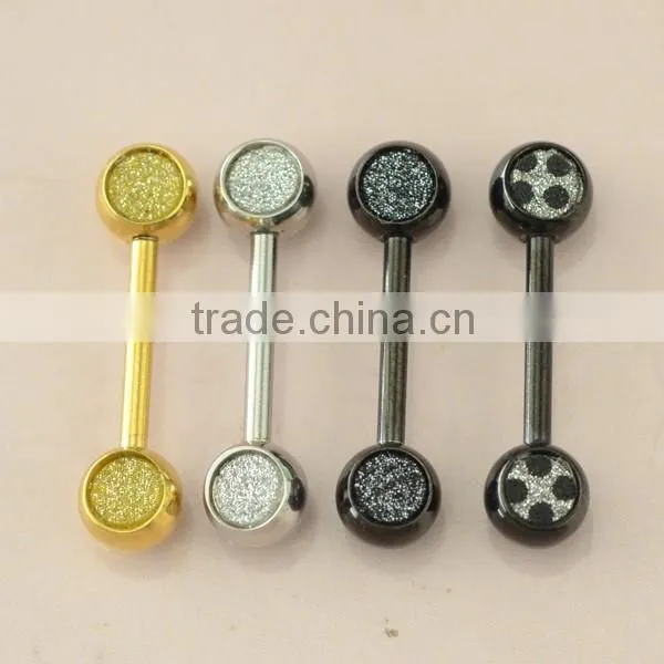 Hot Selling Surgical Steel Texting Logo Ball Stud Crazy Tongue Ring