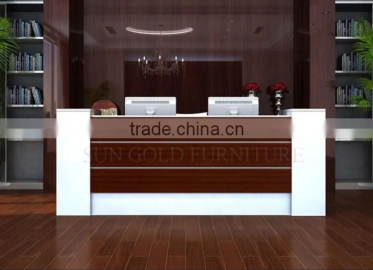 Modern wood half round glass top reception desk (SZ-RT007)