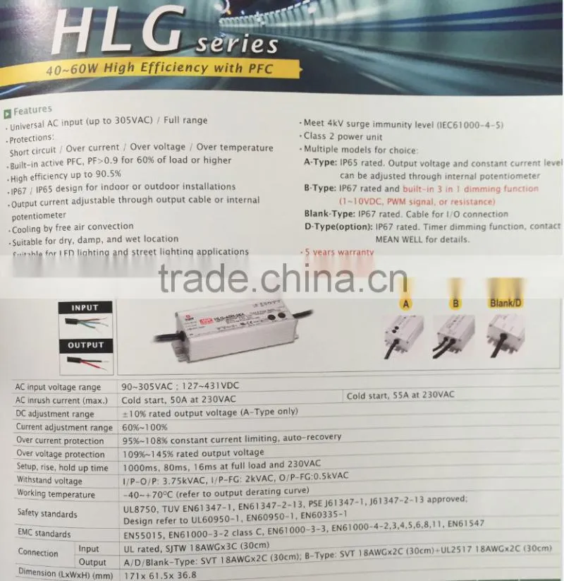 60w led street light USA Bridgelux chip 45mil with Meanwell driver