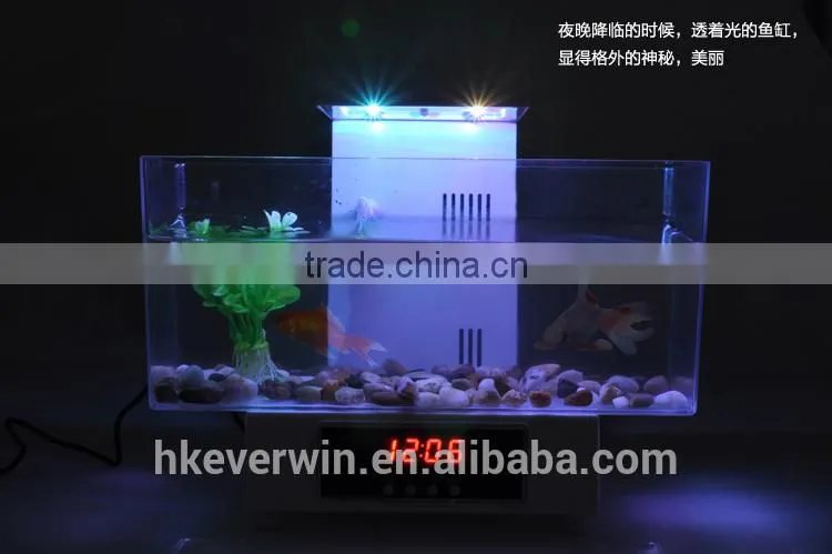 Fashionable usb mini desktop aquarium with LCD light and time shows