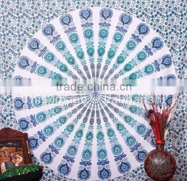 Foldable Indian Mandala Round Hippe Boho Cotton Wall Tapestry Tablecloth Throw Mat For Yoga Towel Beach Blanket