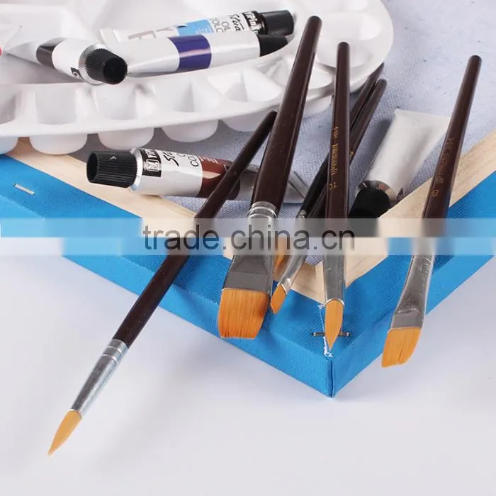Free Sample 6pcs Nylon Hair Wood Handle Watercolor Artist Brush Set Gouache Brush Set Wholesale
