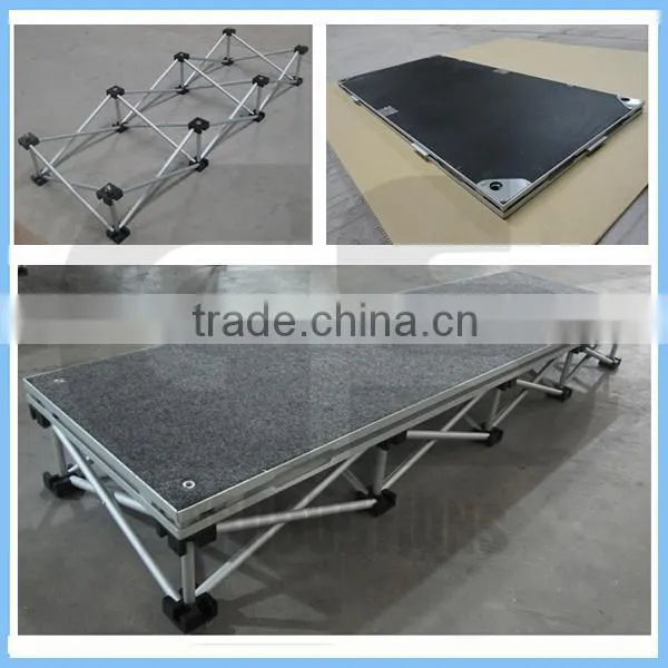 Smart stage, portable stage deck /platform with guard rail