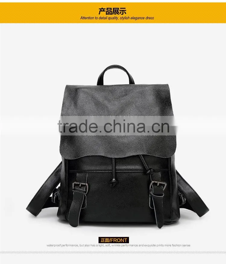 Fashionable cowhide leather backpack bags female bags